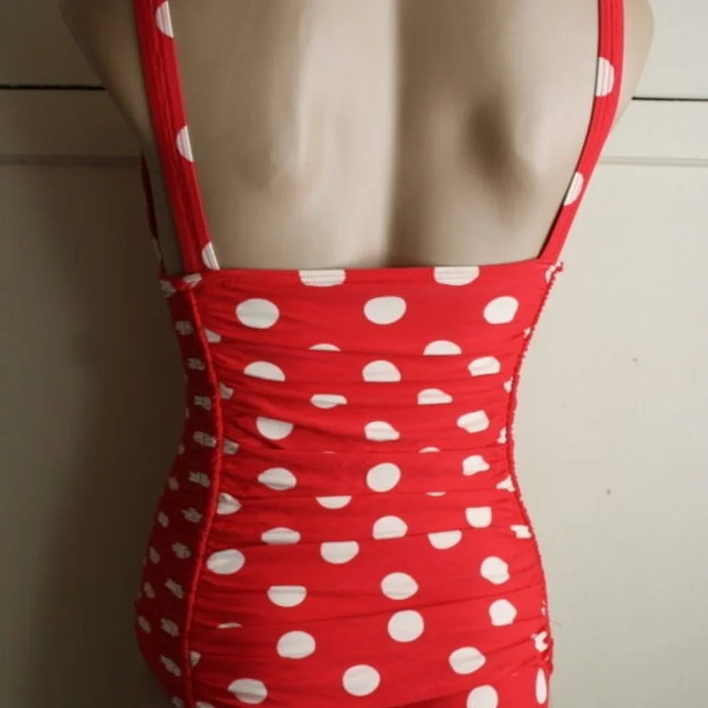 DKNY Swimwear One Piece 4 Red White Polka Dot - Picture 11 of 11
